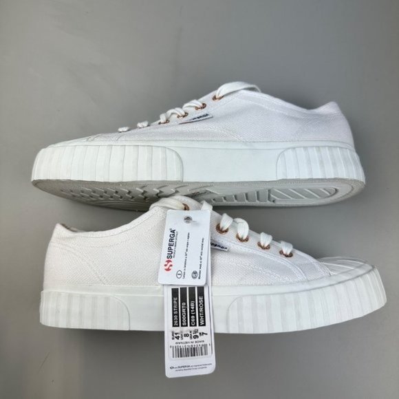 Superga 2630 COTU Canvas Sneaker in White & Rose - Picture 3 of 7